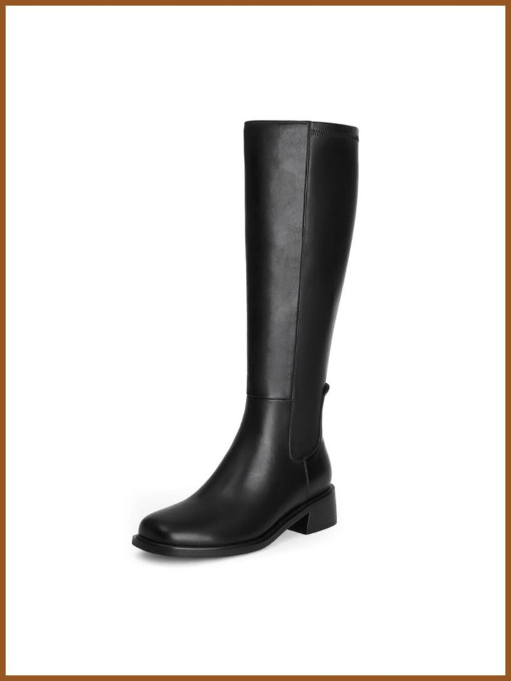 Knee High Low Heel Flat Tall Boots Faux Leather Square Toe